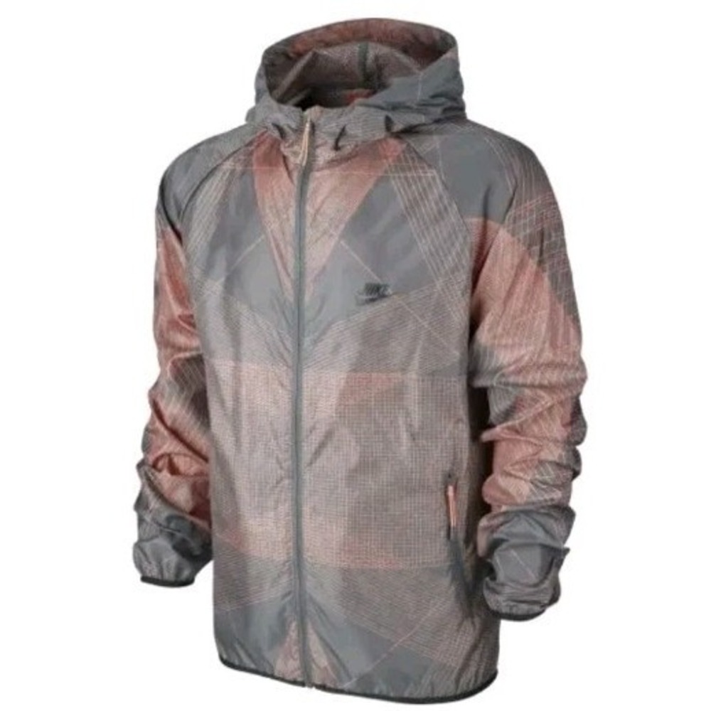 Nike Men's Fast Track Nylon Hooded Windbreaker Jacket Sz XL Pink Green Running